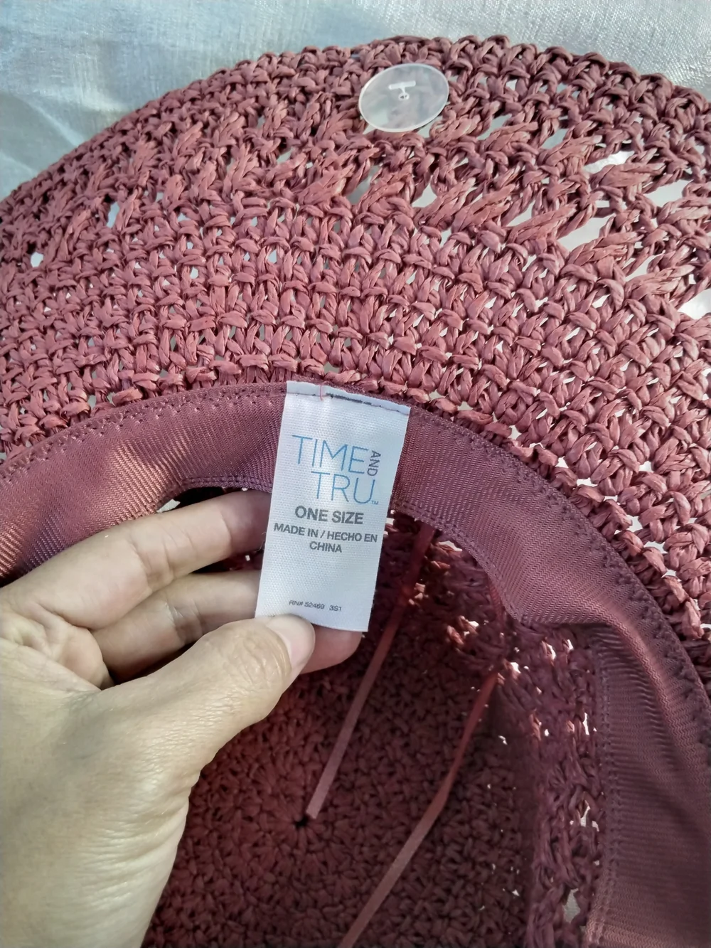 Time and Tru Crochet Wide-Brim Sun Hat - Rust